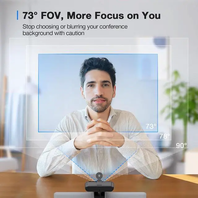 Alt view image 7 of 7 - C960 4K Webcam for PC, 4K UHD CMOS Sensor, PDAF Auto Focus, Dual Omnidirectional Mics, Auto Light Correction, 73° FOV, Plug&Play Webcam w/Privacy Cover, Works w/Zoom/Teams/Skype/Google Meet