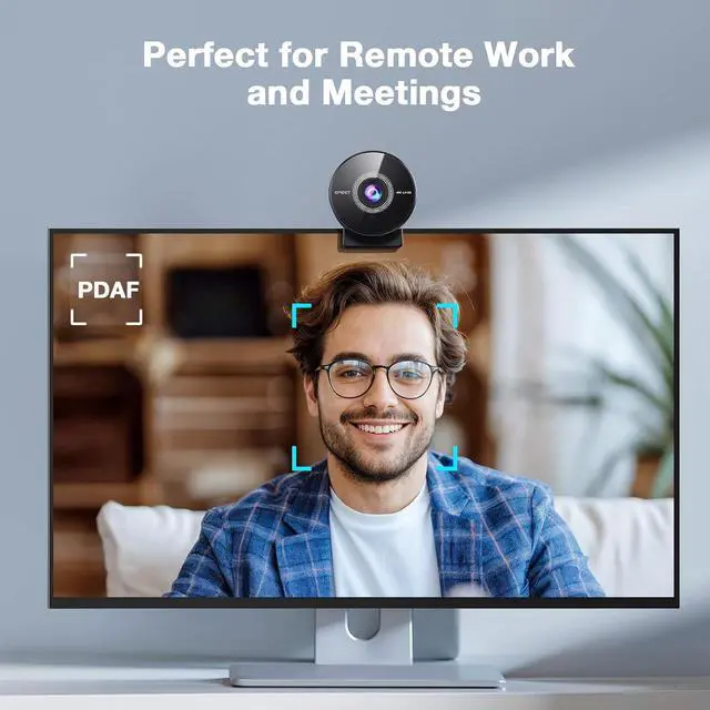Alt view image 3 of 7 - C950 4K Webcam for PC - PDAF Autofocus, USB Webcam with Microphone & Physical Privacy Cover, 1080P@60FPS, USB 2.0 Plug&Play, No Tripod Hole, Web Cam w/ 70°View for Meeting/Online Classes/Zoom
