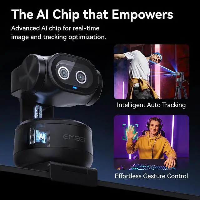 Alt view image 3 of 7 - PIXY Dual-Camera AI-Powered PTZ Camera 4K, AI Tracking, PDAF&AI Autofocus 0.2s, 1/2.55'' Sony Sensor, 3 Mics, Presets, Gesture Control, 4K Webcam for Streaming and OBS/Twitch/Switch 2 Compatible