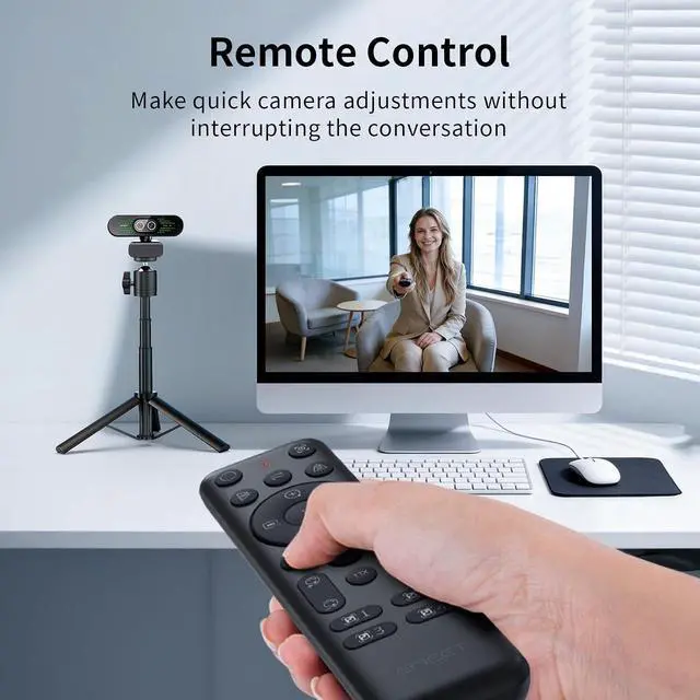 Alt view image 5 of 7 - NOVA 4K Dual-Camera 4K Webcam for PC, Wide-Angle and Telephoto Cameras, Max 11X Hybrid Zoom, PDAF Focus, Remote Control, RGB Lights, Webcam with Microphone for Business or Personal Online Calls