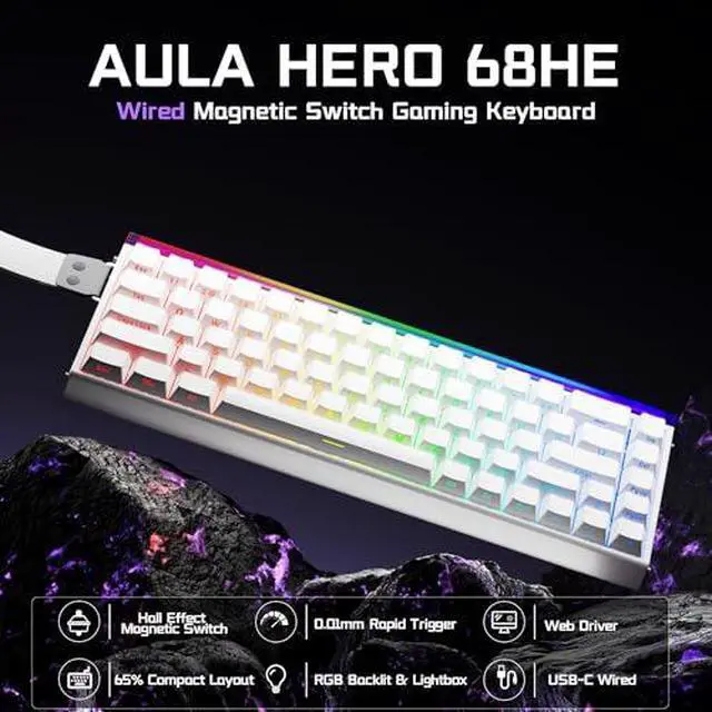 Alt view image 3 of 7 - Aula Hall Effect Keyboard and Mouse Combo, Aula Hero 68 HE Hall Effect Keyboard SC620 Wireless Mouse