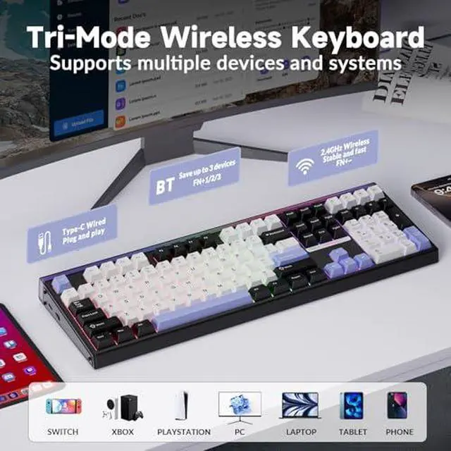 Alt view image 4 of 7 - Aula Wireless Keyboard and Headset Combo, Aula H108 Wireless Keyboard G7 Wireless Headset
