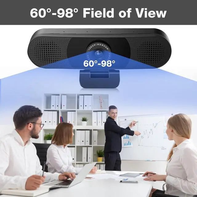 Alt view image 5 of 7 - C980 PRO 3-in-1 1080P Webcam with Microphone and Speaker, 60°-98° Wide Angle Webcam w/ 4 Noise Cancel Mics, 2 Speakers, Auto Low Light Correction W/Cover, USB Camera for Online Conference/Class