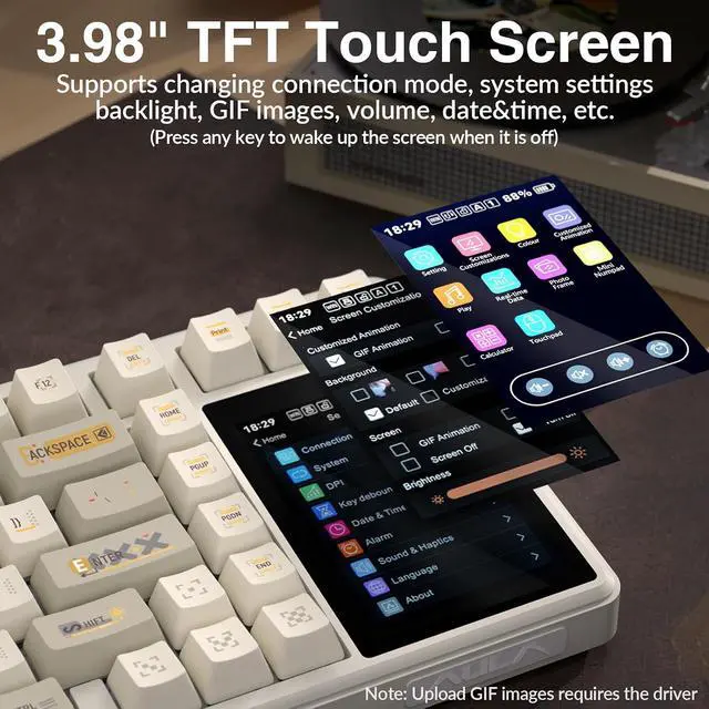 Alt view image 3 of 7 - Aula L99 Wireless Mechanical Gaming Creamy Keyboard with Smart Touch Screen | Tri-Mode Hot Swappable Custom Keyboard,RGB Backlit,PBT Keycap,Gasket Mount Creamy Sounding Keyboards for Office PC,84 Keys
