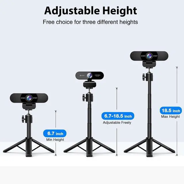 Alt view image 2 of 7 - Webcam Tripod, Professional Webcam Mini Tripod, Adjustable Heights with 360° Swivel Head, Portable&Lightweight, Stable Use, Universal Compatible for Most Webcams/Phones/GoPros/Mirrorless Cameras