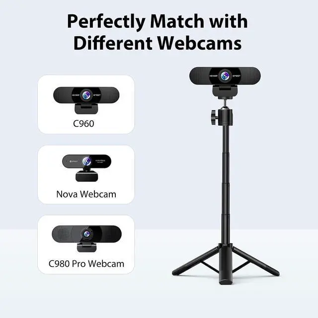 Alt view image 3 of 7 - Webcam Tripod, Professional Webcam Mini Tripod, Adjustable Heights with 360° Swivel Head, Portable&Lightweight, Stable Use, Universal Compatible for Most Webcams/Phones/GoPros/Mirrorless Cameras