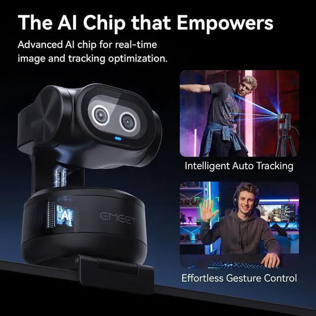 Alt view image 3 of 7 - PIXY Dual-Camera AI-Powered PTZ Camera 2K, AI Tracking, PDAF&AI Autofocus 0.2s, 1/2.55'' Sony Sensor, 3 Mics, Presets, Gesture Control, 2K Webcam for Streaming and OBS/Twitch/Switch 2 Compatible