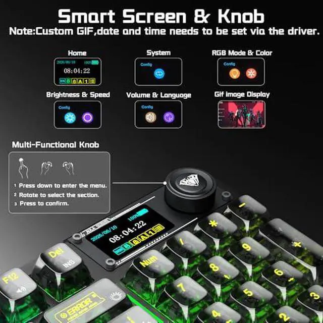 Alt view image 4 of 7 - Aula Wireless Keyboard and Headset Combo, Aula F98Pro Wireless Keyboard G7 Wireless Headset