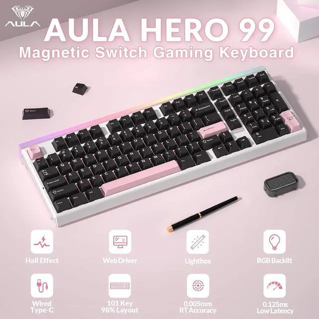 Alt view image 3 of 7 - Aula Hall Effect Keyboard and Mouse Combo, Aula Hero99 Hall Effect Keyboard SC620 Wireless Mouse