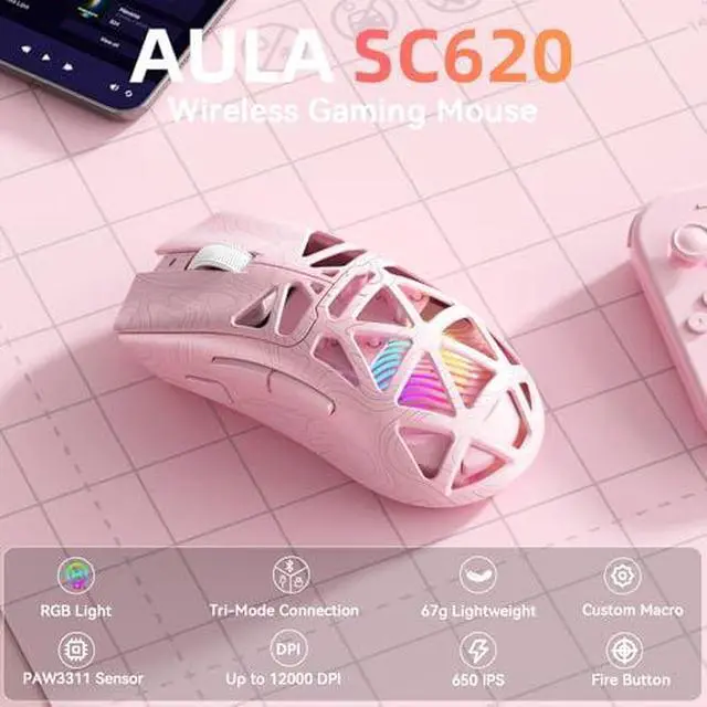 Alt view image 7 of 7 - Aula Hall Effect Keyboard and Mouse Combo, Aula Hero99 Hall Effect Keyboard SC620 Wireless Mouse
