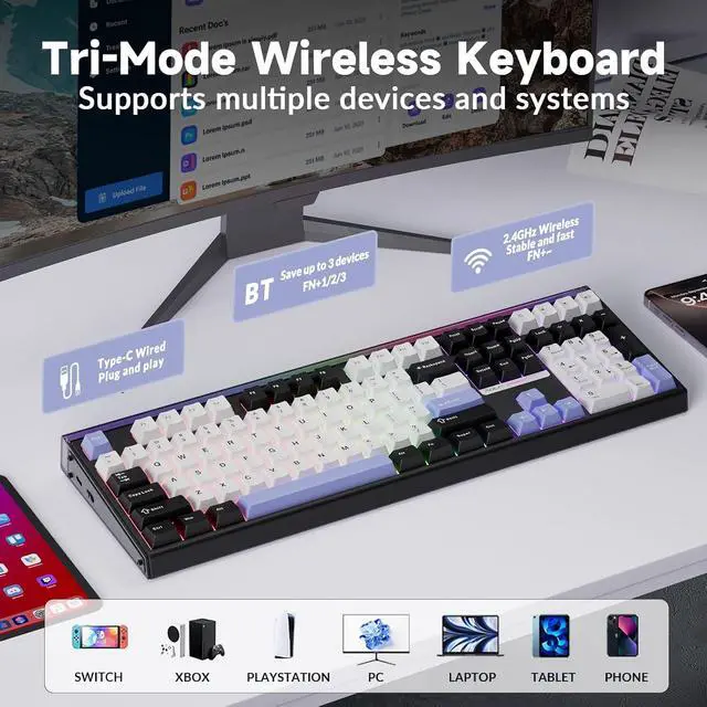 Alt view image 4 of 7 - Aula Wireless Keyboard and Mouse Combo, Aula H108 Wireless Keyboard SC620 Wireless Mouse