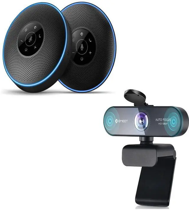 Main image of Bluetooth Speakerphone -Daisy Chain/Use Alone up to 16 attendees, M220 Professional Wireless Speakerphone &HD Webcam 1080P, USB Webcam with Privacy Cover & 2 Noise