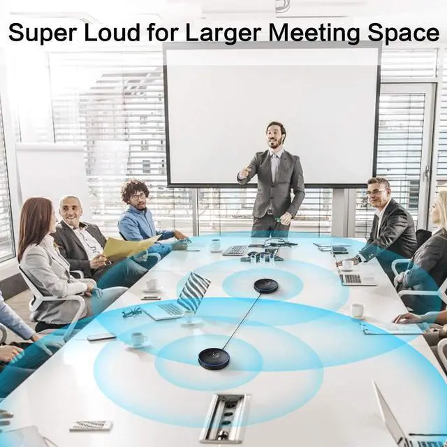 Alt view image 3 of 7 - Bluetooth Speakerphone -Daisy Chain/Use Alone up to 16 attendees, M220 Professional Wireless Speakerphone &HD Webcam 1080P, USB Webcam with Privacy Cover & 2 Noise