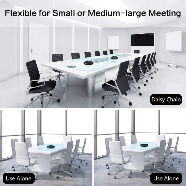 Alt view image 5 of 7 - Bluetooth Speakerphone -Daisy Chain/Use Alone up to 16 attendees, M220 Professional Wireless Speakerphone &HD Webcam 1080P, USB Webcam with Privacy Cover & 2 Noise