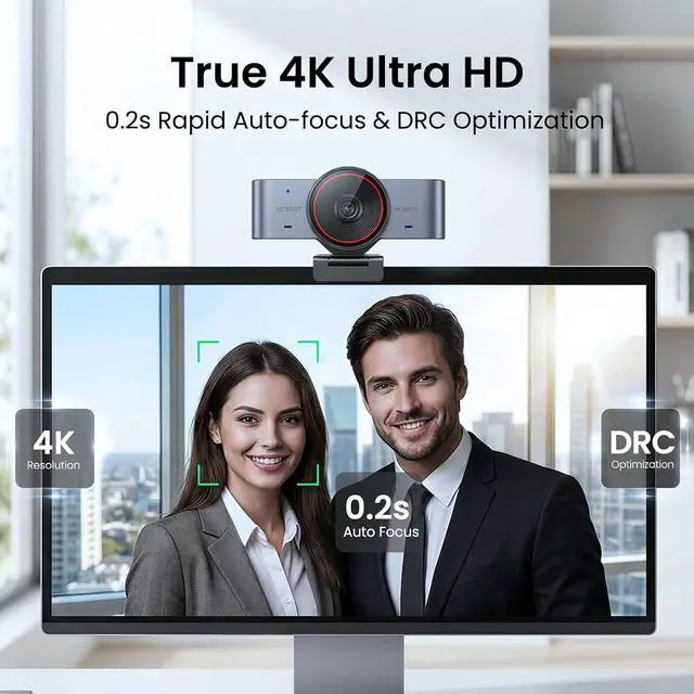 Alt view image 3 of 7 - C960 Ultra 4K Webcam for Mac & PC, 1/1.5" Large Sensor, Metal Body, 0.2s Autofocus, DRC, Whiteboard Mode, Built-in Privacy Cover, 2 Mics, USB Webcam 4K for Meetings, Streaming & Content Creation