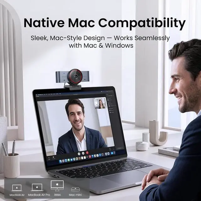 Alt view image 4 of 7 - C960 Ultra 4K Webcam for Mac & PC, 1/1.5" Large Sensor, Metal Body, 0.2s Autofocus, DRC, Whiteboard Mode, Built-in Privacy Cover, 2 Mics, USB Webcam 4K for Meetings, Streaming & Content Creation
