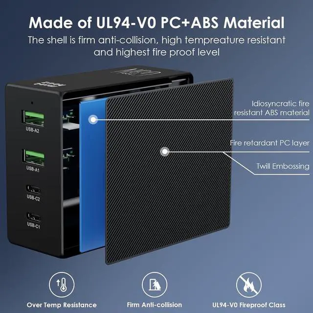 Alt view image 7 of 7 - Phone Charger Fast 130W Charging, 4-Port Fast Charging Power Adapter Universal Travel Charger,USB C Charger Block for iPhone 17/17 Plus/17 Pro Max/16/16 Plus Series