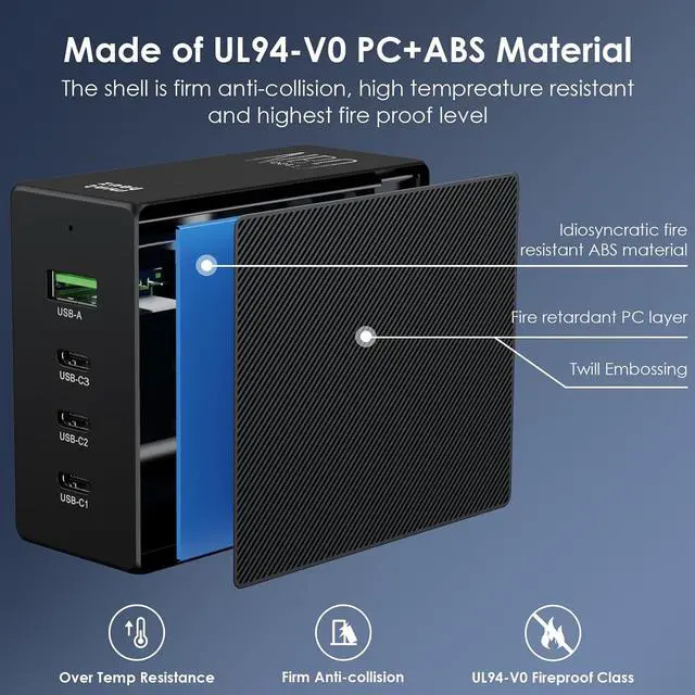 Alt view image 6 of 7 - Phone Charger Fast 100W USB C Charger Block with Cable, 4-Port Fast Charging Power Adapter for MacBook Pro/Air, iPad, iPhone 17/17 Plus/17 Pro Max/16/16 Pro Max