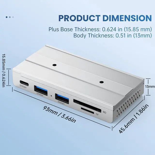 Alt view image 6 of 6 - 7-in-1 Magnetic USB C Hub with 4K HDMI & 100W PD Charging, 10Gbps USB 3.0 Hub, 2 USB-A Ports, SD/TF Card Reader, Includes Sliding Rail for MacBook Pro/Air, Dell XPS, Laptop, Silver
