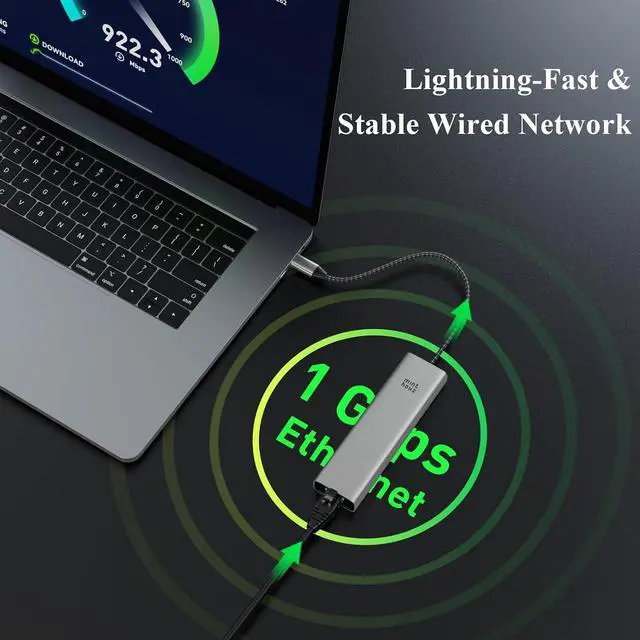 Alt view image 4 of 7 - 6-in-1 USB C Hub, 4K@60Hz HDMI, 100W PD Charging, 5Gbps USB-A Ports, 1000Mbps Ethernet, Compatible with MacBook Neo, M1/M2/M3, Surface, HP, Lenovo Laptops