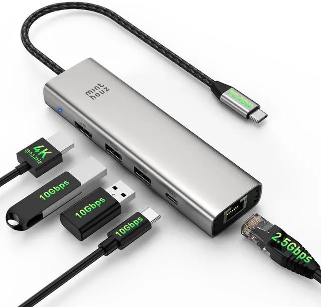 Main image of 6-in-1 USB C Hub, 4K@144Hz HDMI, 100W PD Charging, 10Gbps USB-C/A Ports, 2.5G Ethernet, Compatible with MacBook Neo, M1/M2/M3, Surface, HP, Lenovo Laptops