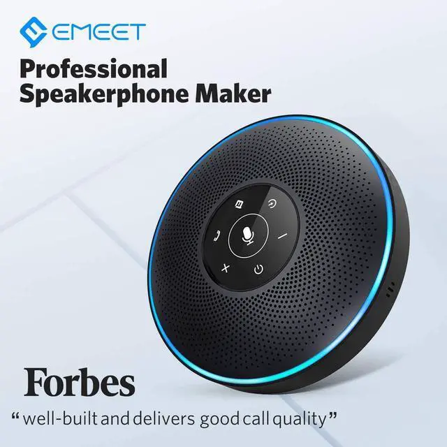 Alt view image 2 of 7 - Bluetooth Speakerphone M2 Black Conference Speaker for 5-8 People Business Conference 360º Voice Pickup 4 AI Microphone Self-Adaptive Conference Call Speaker Skype USB Speakerphone