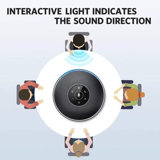 Alt view image 7 of 7 - Bluetooth Speakerphone M2 Black Conference Speaker for 5-8 People Business Conference 360º Voice Pickup 4 AI Microphone Self-Adaptive Conference Call Speaker Skype USB Speakerphone