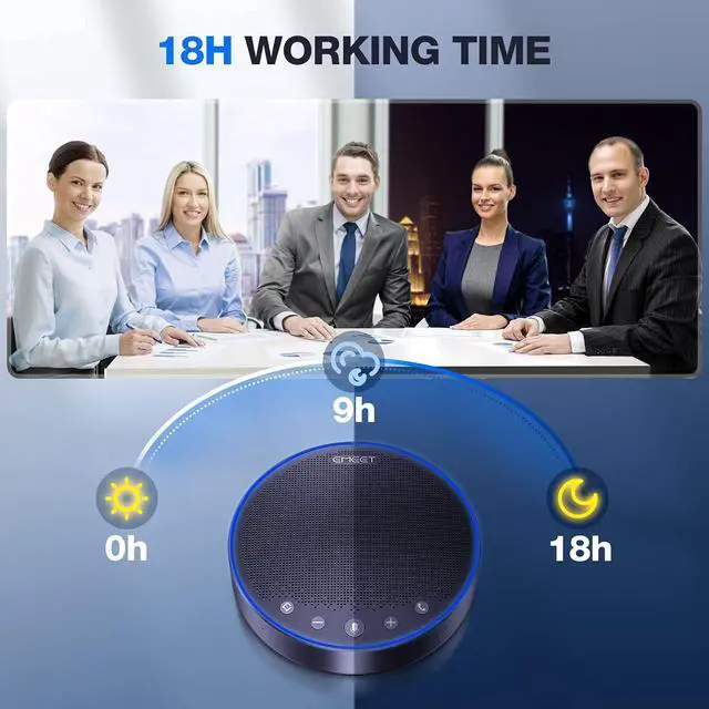 Alt view image 5 of 7 - M3 Conference Speaker and Microphone, Zoom Certified Bluetooth Speakerphone with 4 AI Mics 360° Voice Pickup, 18H Talk Time, USB 2.0&Bluetooth 5.0 with Daisy Chain for 20 People for Zoom Teams