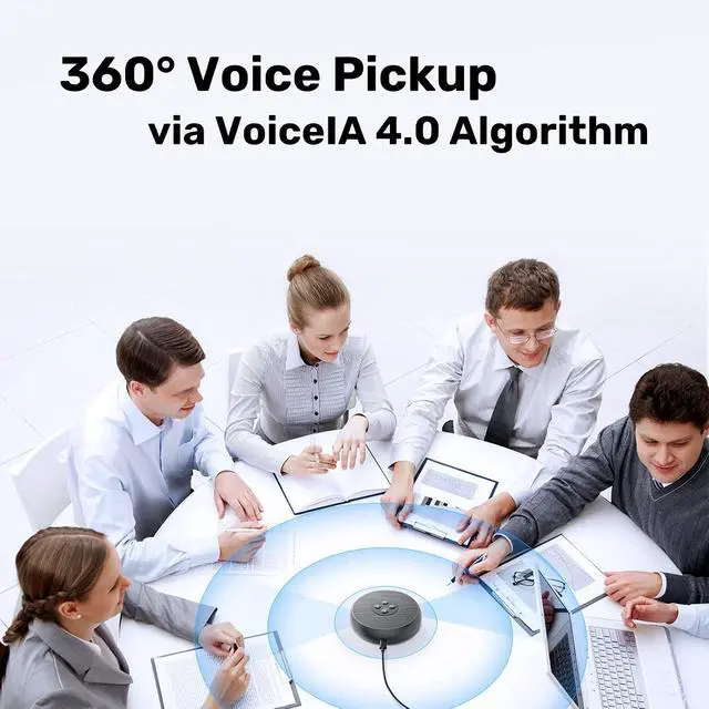 Alt view image 2 of 7 - M1A USB Speakerphone 2 AI Mics 360 Voice Pickup USB Type C Plug and Play Noise Reduction Echo Cancellation Computer Speakers with Microphone