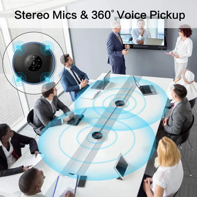 Alt view image 7 of 7 - M1A USB Speakerphone 2 AI Mics 360 Voice Pickup USB Type C Plug and Play Noise Reduction Echo Cancellation Computer Speakers with Microphone