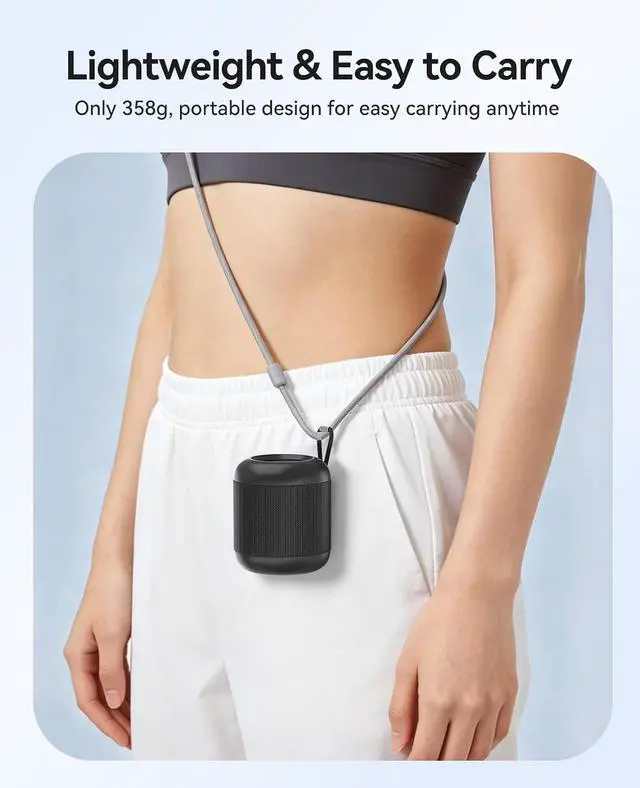 Alt view image 3 of 7 - Portable Bluetooth Speaker, 27H Playtime, IPX5, Wireless, Small | Bluetooth 6.0, TWS Pairing, HiFi Sound, Beach Essentials for Home, Outdoor, Camping and Travel, Black - BG01
