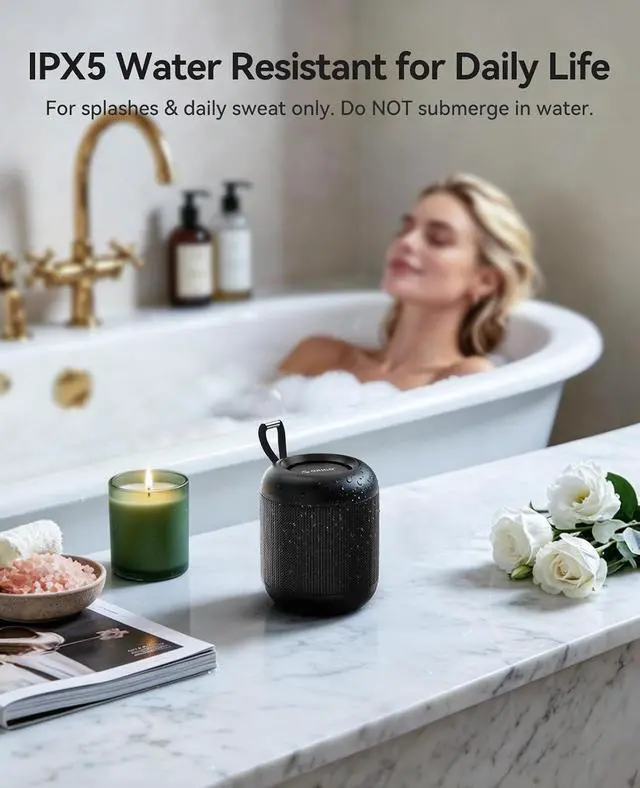 Alt view image 6 of 7 - Portable Bluetooth Speaker, 27H Playtime, IPX5, Wireless, Small | Bluetooth 6.0, TWS Pairing, HiFi Sound, Beach Essentials for Home, Outdoor, Camping and Travel, Black - BG01