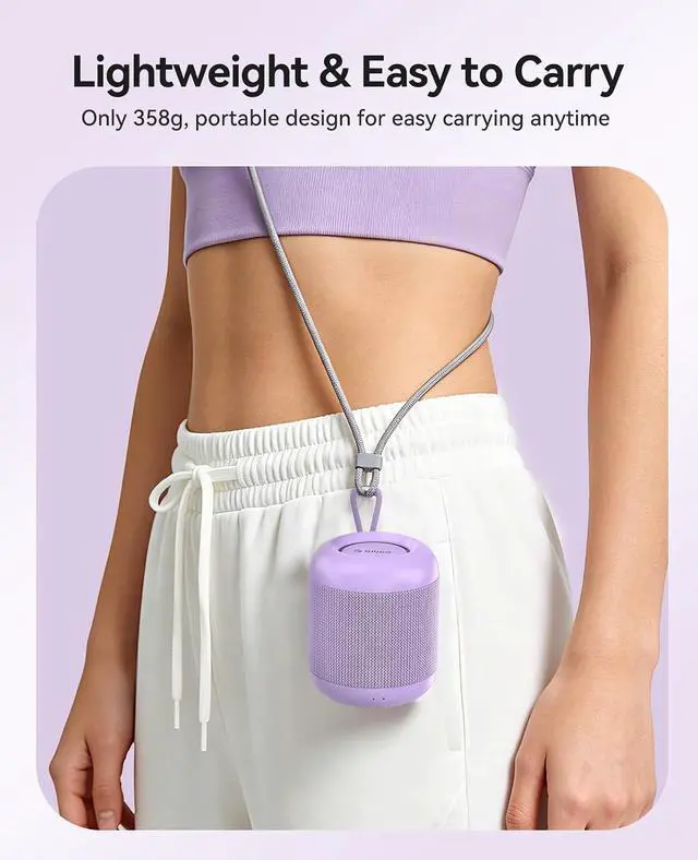 Alt view image 4 of 7 - Portable Bluetooth Speaker, 27H Playtime, IPX5, Wireless, Small | Bluetooth 6.0, TWS Pairing, HiFi Sound, Beach Essentials for Home, Outdoor, Camping and Travel, Purple - BG01