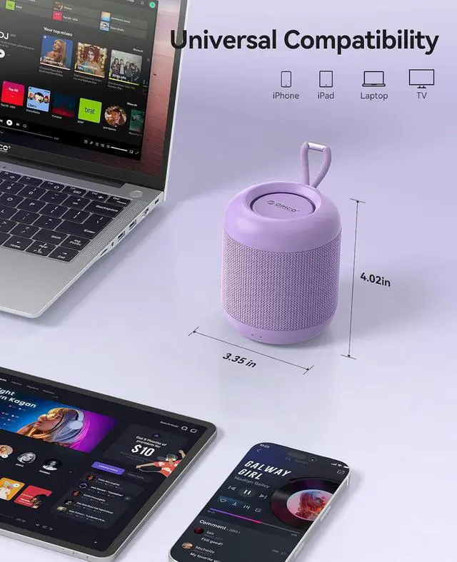 Alt view image 7 of 7 - Portable Bluetooth Speaker, 27H Playtime, IPX5, Wireless, Small | Bluetooth 6.0, TWS Pairing, HiFi Sound, Beach Essentials for Home, Outdoor, Camping and Travel, Purple - BG01