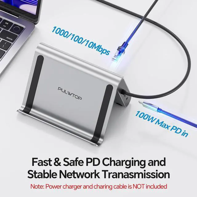 Alt view image 7 of 7 - MacBook Pro Docking Station Dual Monitor 4K@60Hz for MacBook Pro/Air M3 Pro/M4/M5, USB C Docking Station Stand Laptop Dock with 2 HDMI, PD, Ethernet, USB A/C 10Gbps, Audio, SD/TF, USB 2.0