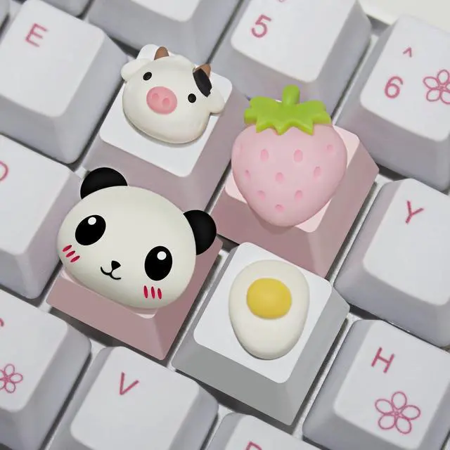 Alt view image 6 of 7 - Custom 3D Model Keycap Set, Cute Animal OEM R4 Profile ESC-Keys for Cherry MX Switches Mechanical Gaming Keyboard