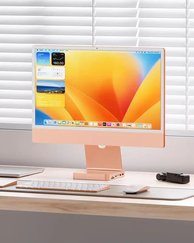 Alt view image 6 of 7 - USB C HUB for iMac 24 inch 2021/2023/2024, USB Hub Adapter iMac Accessories for iMac M1/M3/M4 with USB C 10Gbps 3*USB A SD/TF, Docking Station Support Expand M.2 SSD (Not Included), Orange