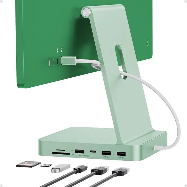 Main image of USB C HUB for iMac 24 inch 2021/2023/2024, USB Hub Adapter iMac Accessories for iMac M1/M3/M4 with USB C 10Gbps 3*USB A SD/TF, Docking Station Support Expand M.2 SSD (Not Included), Green
