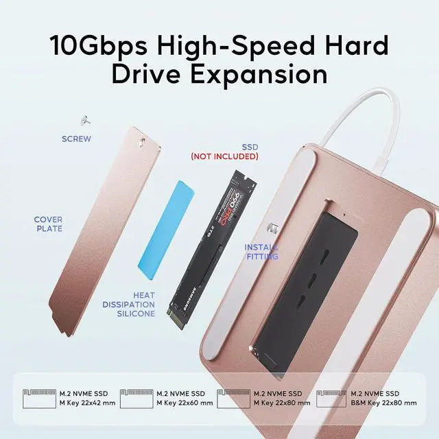 Alt view image 4 of 7 - USB C HUB for iMac 24 inch 2021/2023, USB Hub Adapter iMac Accessories for M1/M3 with USB C 10Gbps 3*USB A SD/TF, Docking Station Support Expand M.2 SSD (Not Included), Color not for i.Mac M4