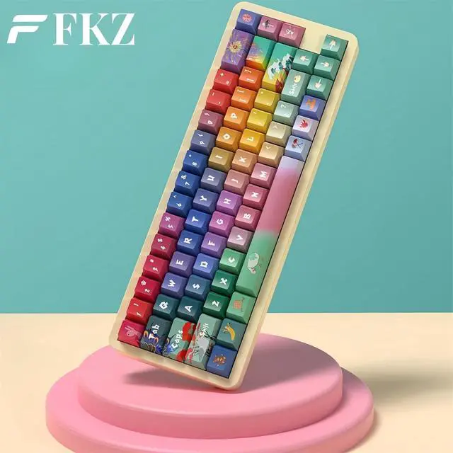 Alt view image 6 of 7 - Custom PBT Keycaps,Cherry Profile Dye-Sub Colourful Gradient Keycaps 138 Keys Cute Keycap Set for 60% 65% 100Percent Full Size TKL Cherry MX Switch ANSI Layout Mechanical Gaming Keyboard (03)