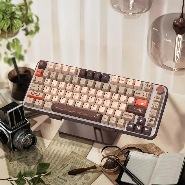 Alt view image 2 of 7 - PBT Retro Keycaps,Cherry Profile Dye-Sub Keycaps 75 Percent 138 Keys Custom Keyboard Keycaps Set for 60% 65% 100Percent Full Size Cherry MX Switch ANSI Layout Mechanical Gaming Keyboard (02)
