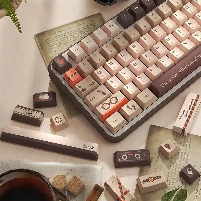 Alt view image 4 of 7 - PBT Retro Keycaps,Cherry Profile Dye-Sub Keycaps 75 Percent 138 Keys Custom Keyboard Keycaps Set for 60% 65% 100Percent Full Size Cherry MX Switch ANSI Layout Mechanical Gaming Keyboard (02)