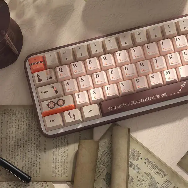 Alt view image 5 of 7 - PBT Retro Keycaps,Cherry Profile Dye-Sub Keycaps 75 Percent 138 Keys Custom Keyboard Keycaps Set for 60% 65% 100Percent Full Size Cherry MX Switch ANSI Layout Mechanical Gaming Keyboard (02)