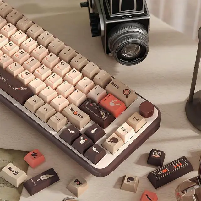 Alt view image 7 of 7 - PBT Retro Keycaps,Cherry Profile Dye-Sub Keycaps 75 Percent 138 Keys Custom Keyboard Keycaps Set for 60% 65% 100Percent Full Size Cherry MX Switch ANSI Layout Mechanical Gaming Keyboard (02)