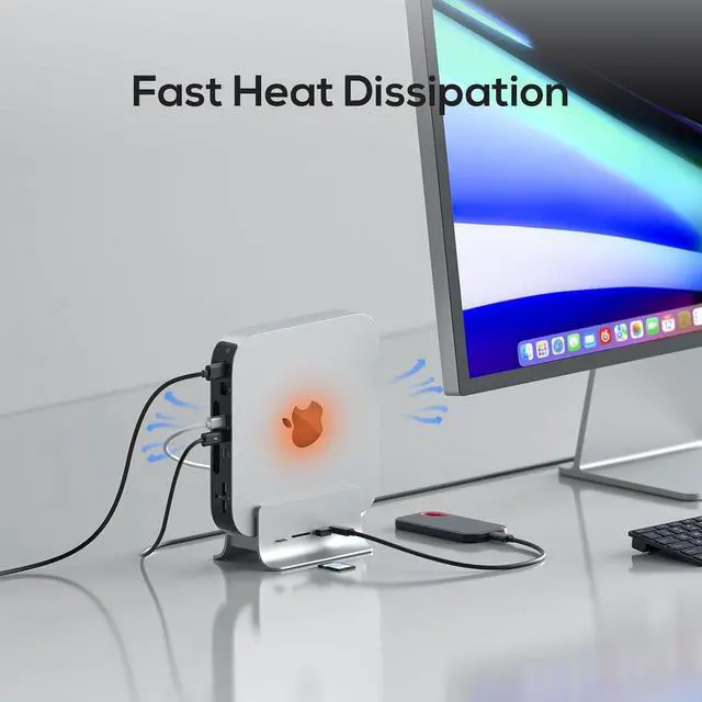 Alt view image 3 of 6 - USB C Hub for Mac mini, 5 in 1USB Hub Adapter Support M.2 NVMe SSD Expand, Docking Station with 2 USB C 10Gbps, SD/TF Card Reader, M.2 SSD (Not Included)