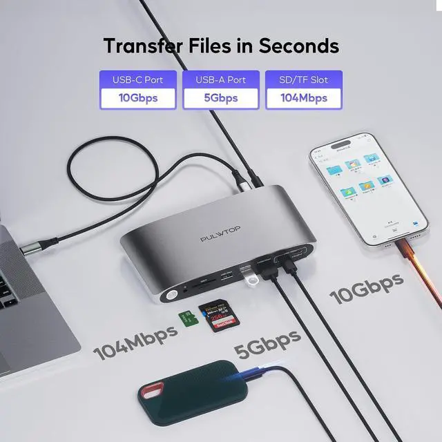 Alt view image 6 of 7 - DisplayLink Docking Station Triple Monitor with 140W Power Adapter, 4K@60Hz Laptop Docking USB C Dock for MacBook M1/M2/M3, Windows, 3xHDMI, 2xDisplayPort,5xUSB C/USB A Data/Charging