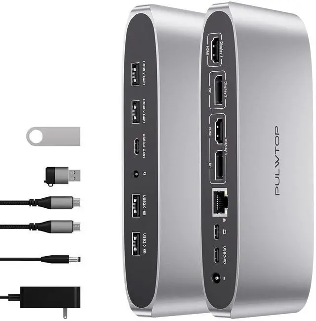 Main image of Displaylink Docking Station, Triple Display DisplayLink Dock for MacBook M1/M2/M3 Windows, 4K@60Hz Laptop Docking Station with 2 HDMI, 2 Display Port, PD, USB C Data, 4 USBA, Ethernet, Audio