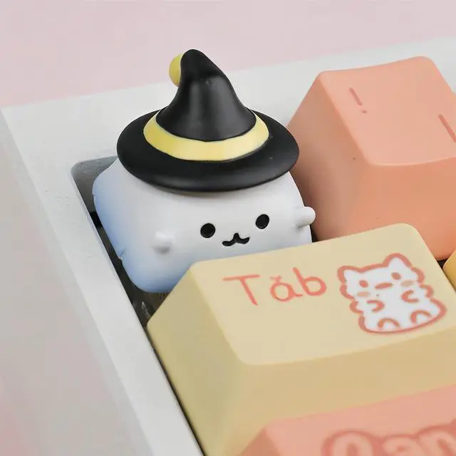 Main image of Halloween Cute ESC Keycaps,Custom Artisan Resin Keycap Cherry MX Switches Mechanical Gaming Keyboard Personalized R4 Keys Replacement (Black-and-White Ghost)