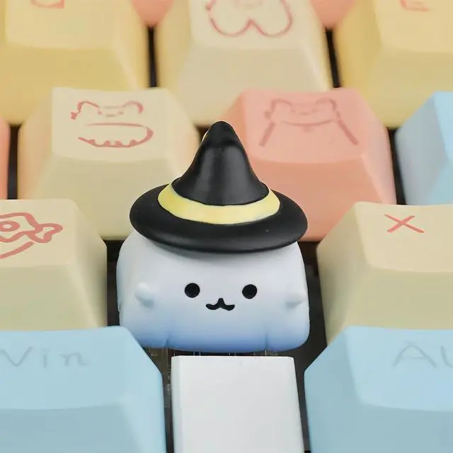 Alt view image 2 of 7 - Halloween Cute ESC Keycaps,Custom Artisan Resin Keycap Cherry MX Switches Mechanical Gaming Keyboard Personalized R4 Keys Replacement (Black-and-White Ghost)