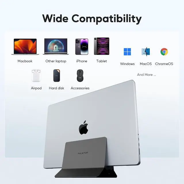 Alt view image 7 of 7 - Vertical MacBook Docking Station, Docking Station for Mac mini with M.2 NVMe case for MacBook Pro/Air, 4K@60Hz HDMI, 2USB C 10Gbps, SD/TF, 100W PD, RJ45, 2 USB A for Windows Black